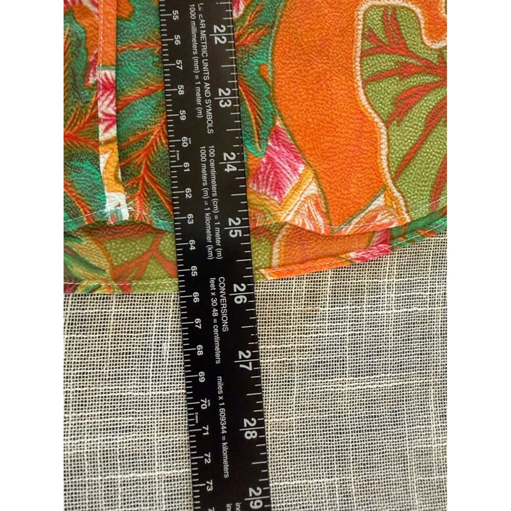 Rose Olive Tropical Sleeveless Blouse Womens Medium Tie Neck - Picture 7 of 9